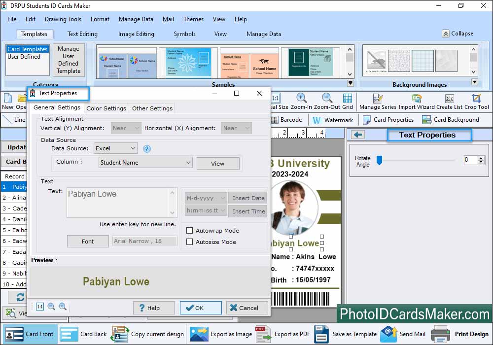 Student ID Cards Select Template Category