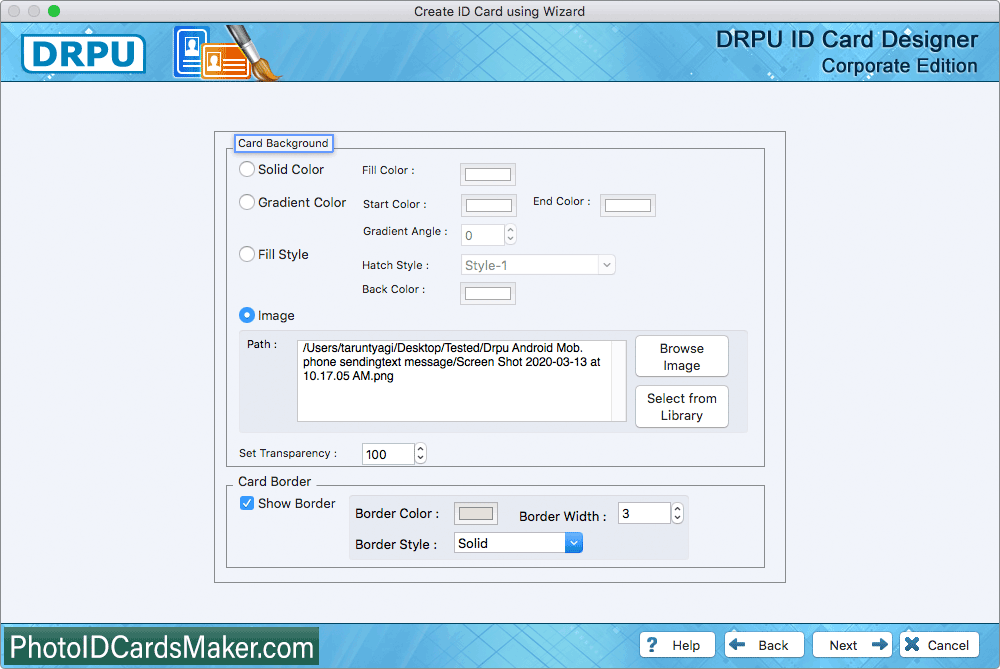 Create ID Card using Wizard