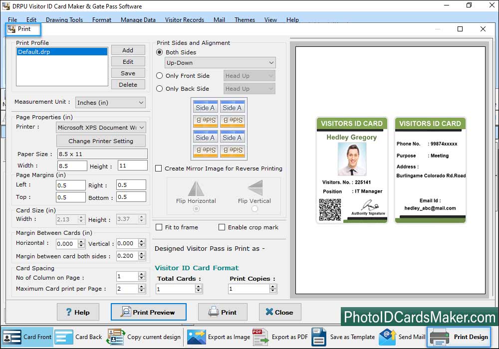 Visitors ID Gate Pass Maker Set Print Format